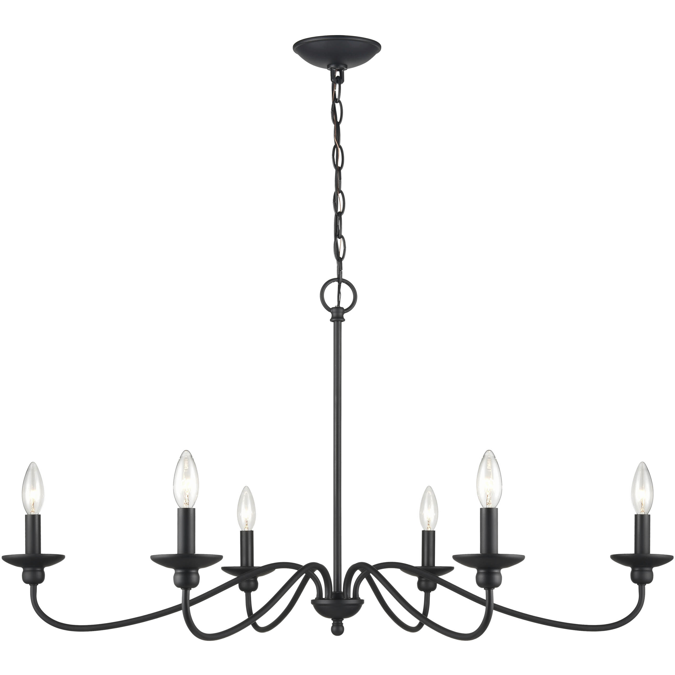 Delvona 6 Light 36.75 inch Matte Black Chandelier Ceiling Light